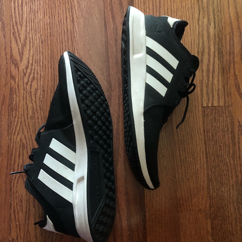 black and white adidas running/casual shoes
